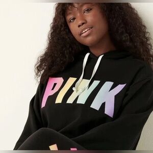 Victoria's Secret PINK Women’s Campus Pullover Hoodie Medium Black